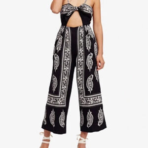 Free People Black and White Paisley Jumpsuit
